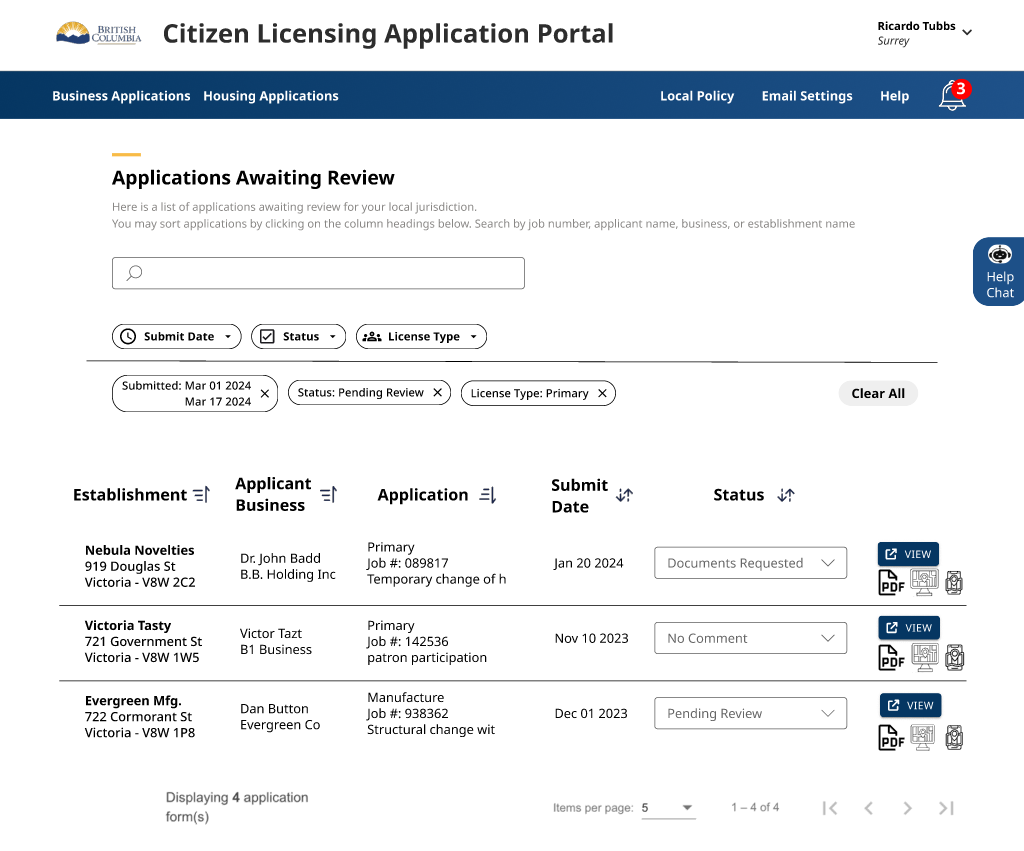 BC Gov – Citizen Application Portal